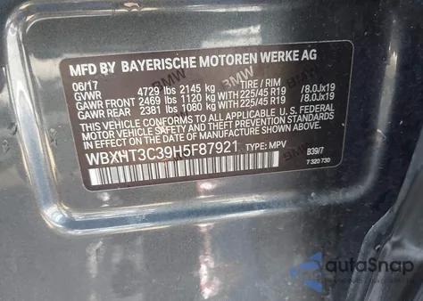 2017 BMW X1 xDrive28I из США, поврежденный, VIN WBXHT3C39H5F87921